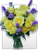 Yellow-Purple Swirl - Yellow Roses Flower Bouquet